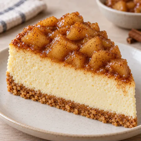 Печен чийзкейк с ябълка и канела