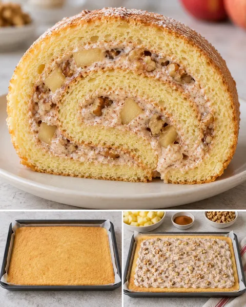 Пандишпаново руло с канела и ябълка — орехи