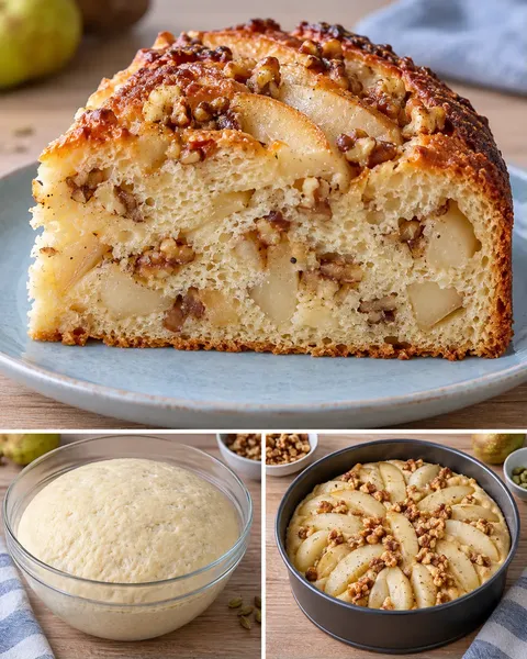 Сладък кекс с мая с кардамон и круша — орехи