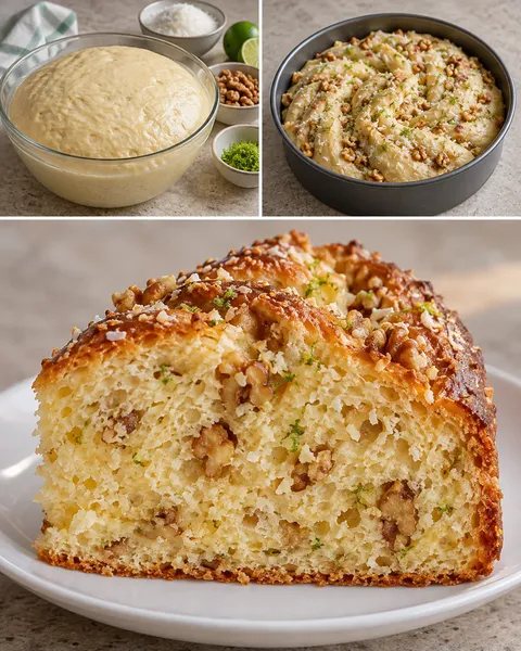 Сладък кекс с мая с кокос и лайм — орехи