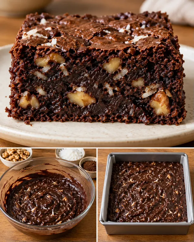 Брауни с кафе и орехи — кокос