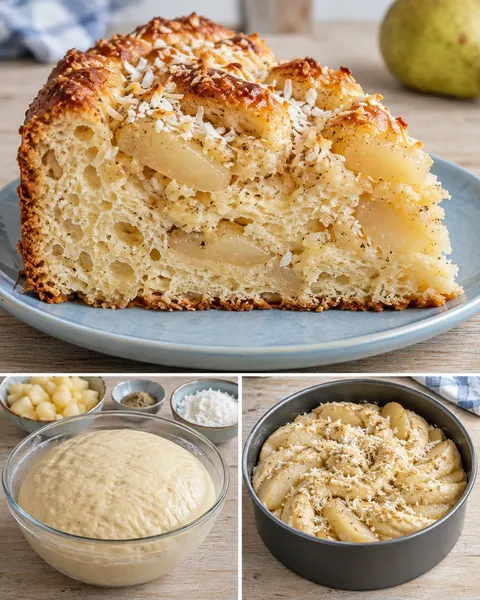 Сладък кекс с мая с кардамон и круша — кокос