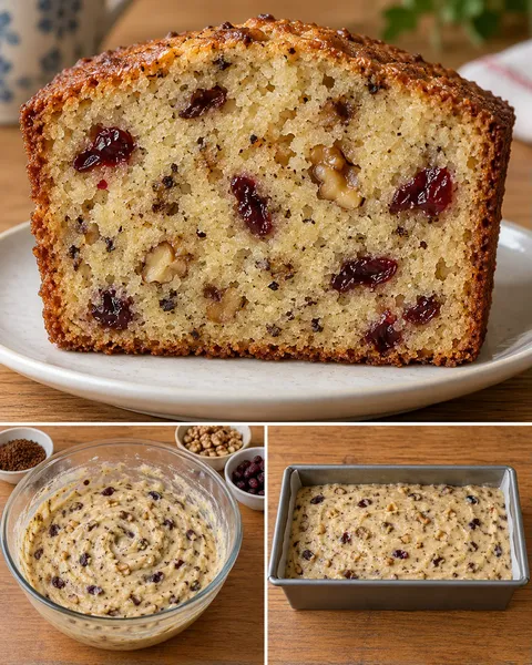 Маслен кекс с кафе и орехи — червени боровинки
