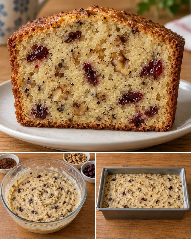 Маслен кекс с кафе и орехи — червени боровинки