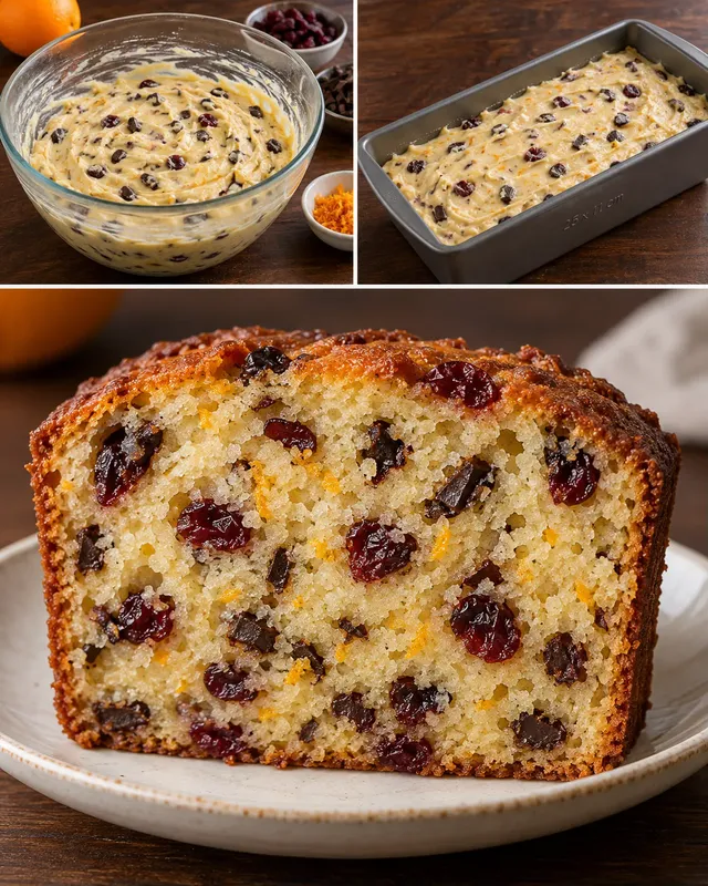 Маслен кекс с червени боровинки и портокал — черен шоколад