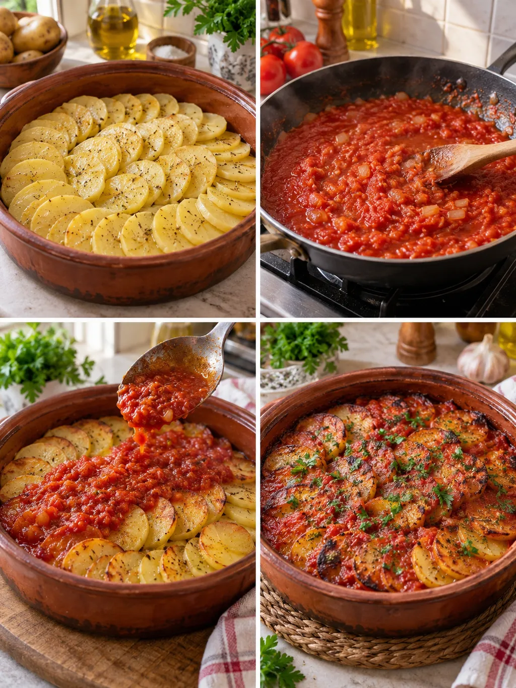 Четири стъпки от нарязаните картофи до готовия златист гювеч