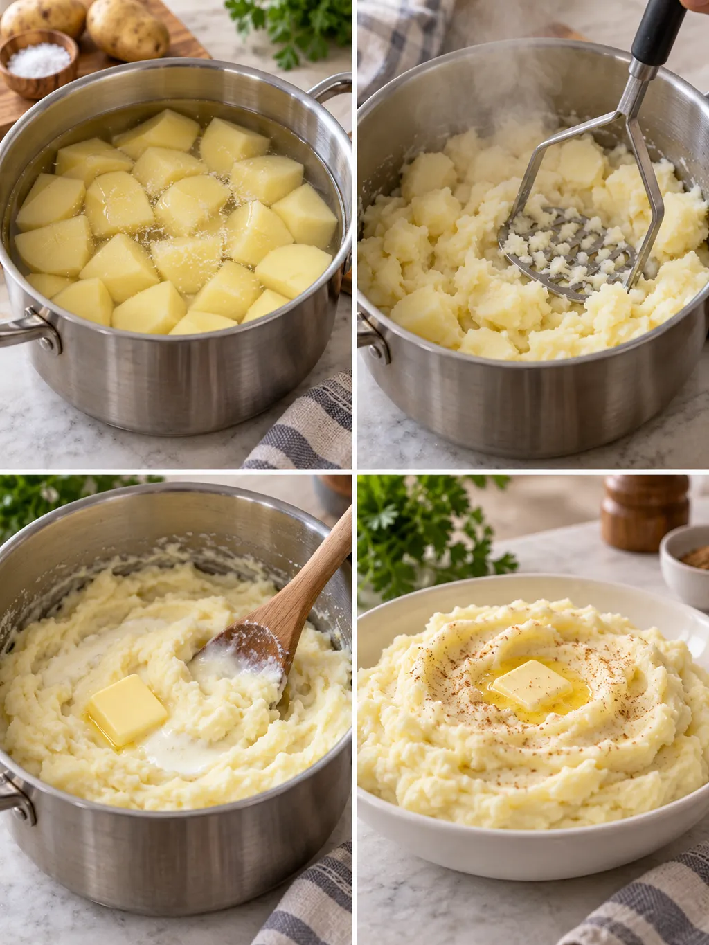 Четири стъпки за картофено пюре от варене до готова купа
